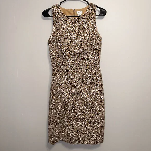 J.Crew Size 4 Leopard Print Sleeveless Sheath Dress - Picture 2 of 7